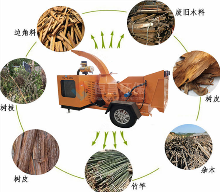 32馬力柴油機(jī)動力可移動式樹枝粉碎機(jī)